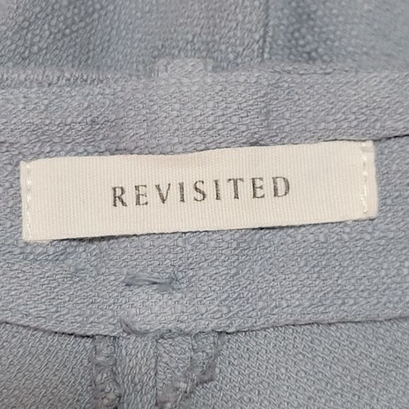 REVISITED Lima Skirt Blue One Size Midi Textured Organic Cotton Long Buttons - Picture 6 of 7